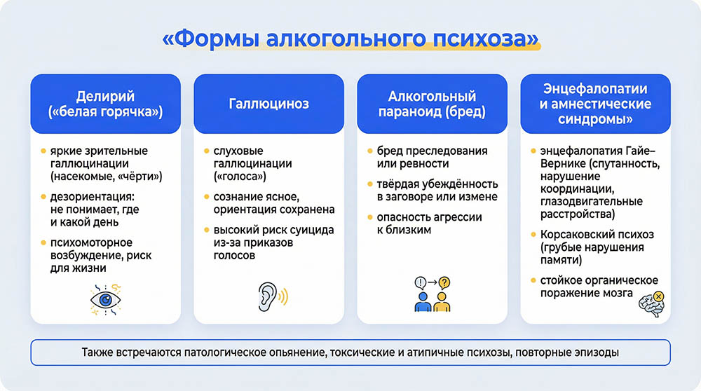 виды алкогольного психоза