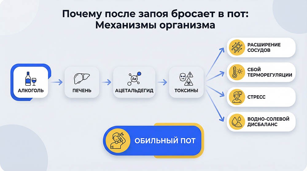 Почему после запоя бросает в пот