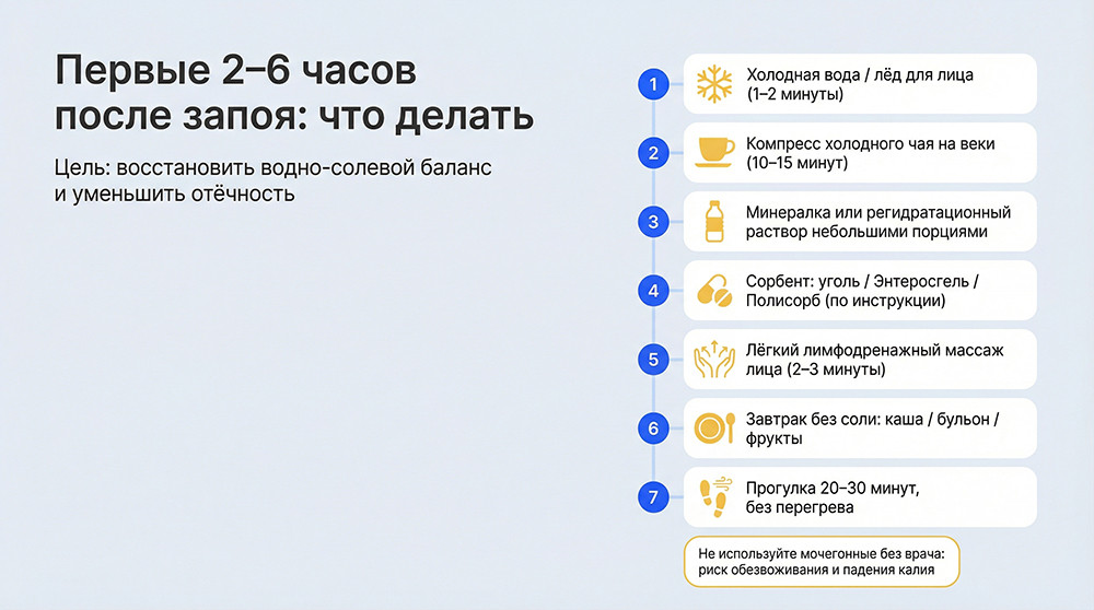 Как самостоятельно снять отек лица после запоя