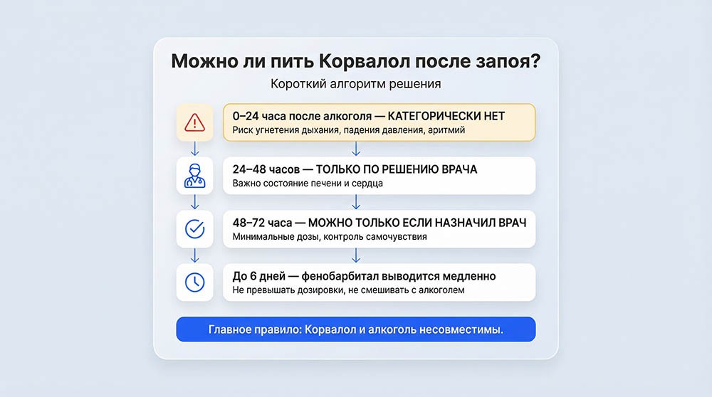Минимальные интервалы и сроки приема Корвалола после запоя