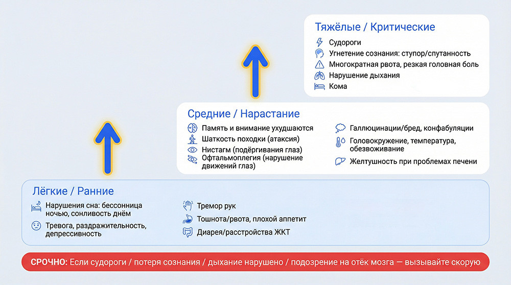 Симптомы алкогольной энцефалопатии