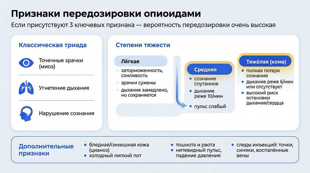 Признаки передозировки опиоидами