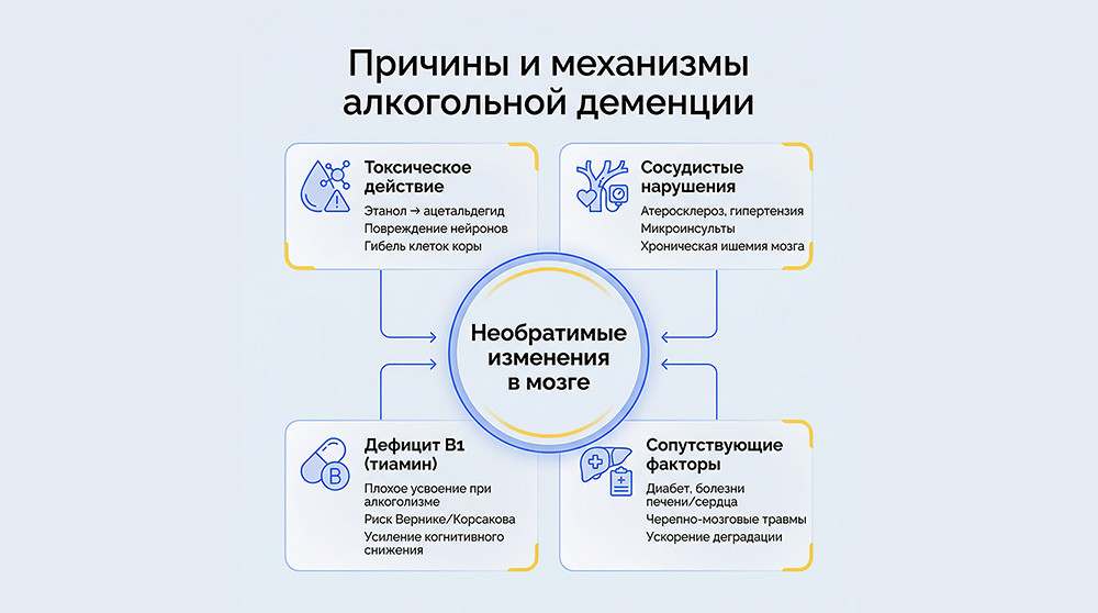 Причины и механизмы алкогольной деменции