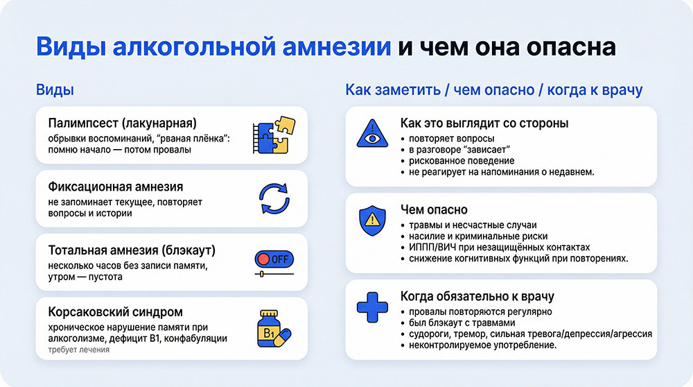 Виды алкогольной амнезии