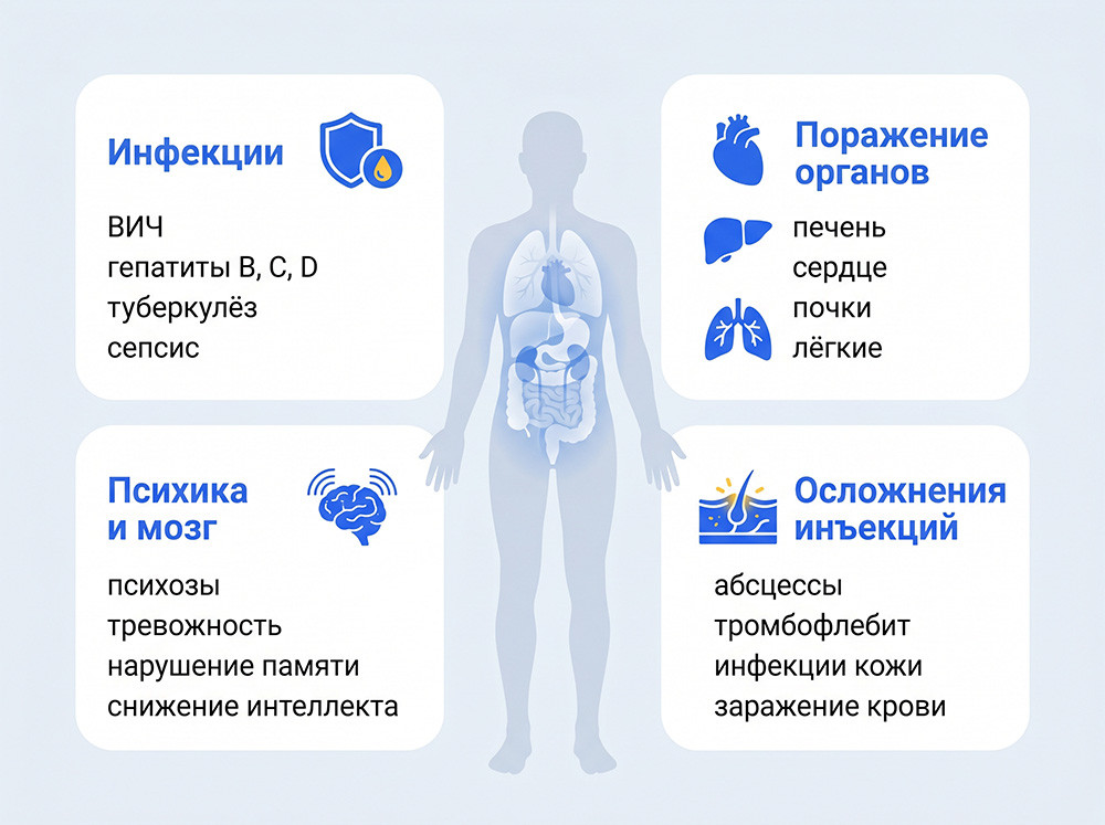 Какие болезни появляются у наркоманов?