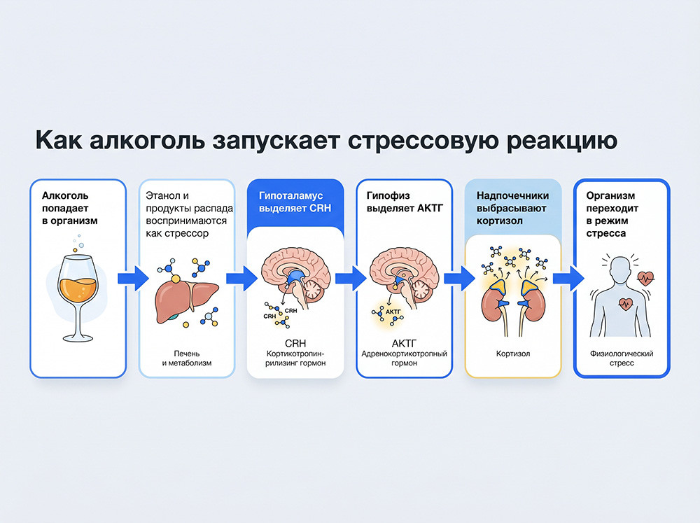 Как алкоголь запускает стрессовую ситуацию