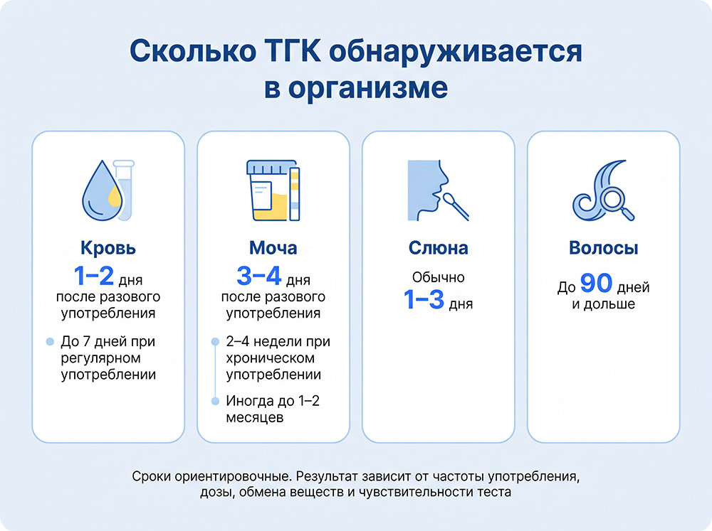 Сколько марихуана держится в организме